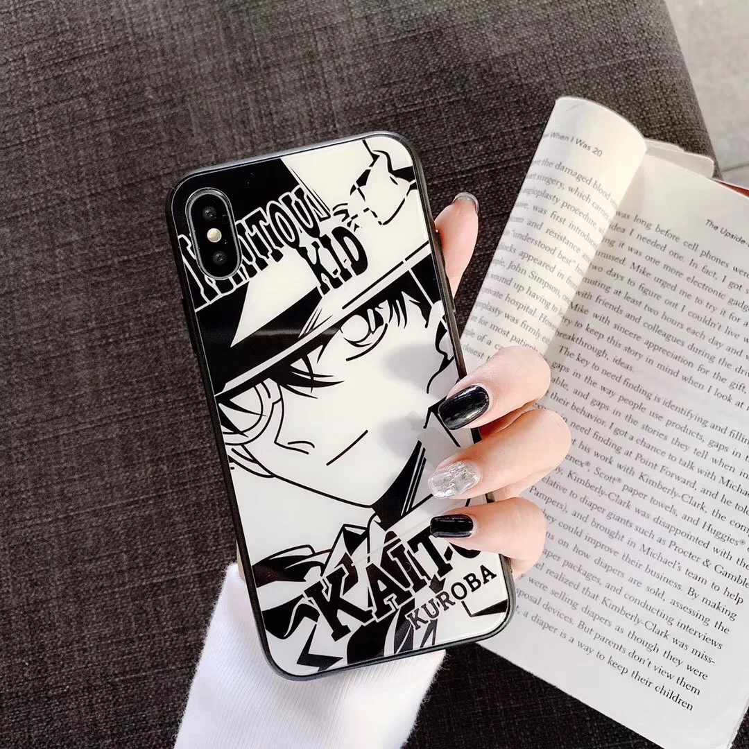 Чехол из закаленного стекла для телефона с изображением детектива Конана