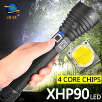 zhiyu xhp90 powerful flashlight xhp50 usb rechargeable led torch use large capacity 26650 battery waterproof camping lights