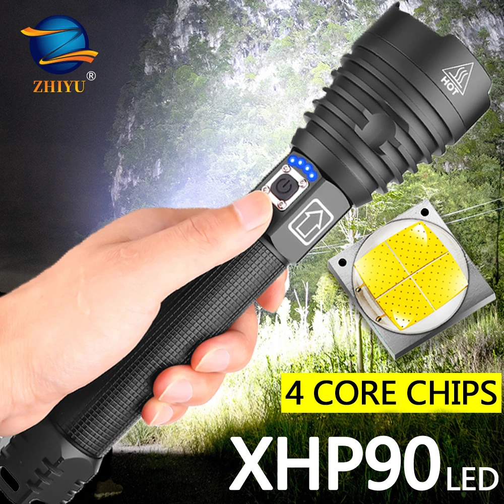 ZHIYU XHP90 мощный фонарик XHP50 USB Перезаряжаемый светодиодный фонарь с большой