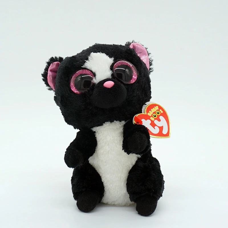 

Ty Cute Doll Black And White Squirrel Plush Toys Big Tail Decorations Bedside Cabinet Ornaments Gifts For Children 15CM
