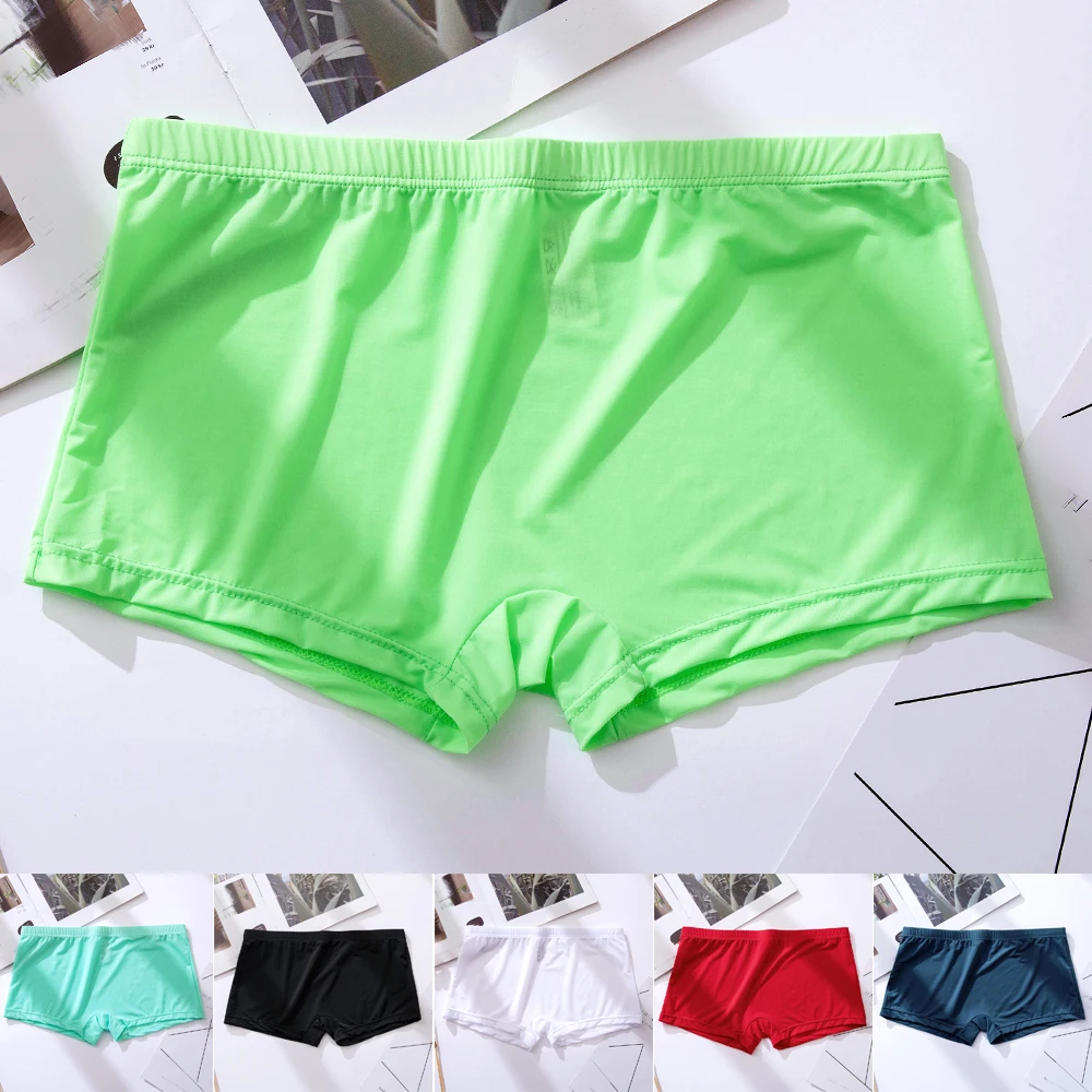 

M-2XL Men Underwear Breathable Comfy Ice Silk Boxer Briefs Shorts Bulge Underpants Men Sexy Underwear Ultra Soft Gay G-String