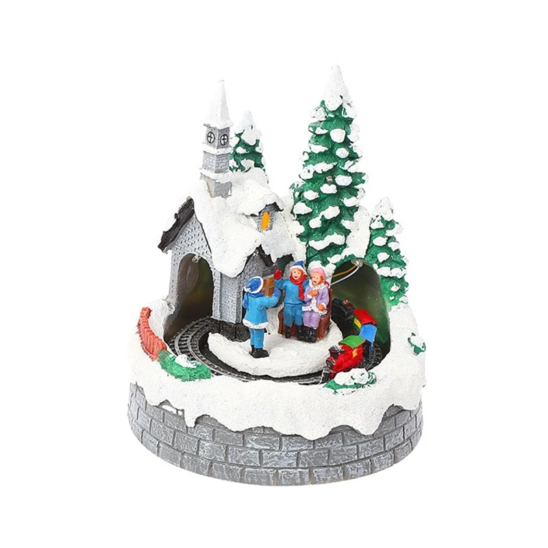 

Christmas Snow House Village Xmas Steam Train Christmas Gift Home Decor Luminous House Decoration Ornaments