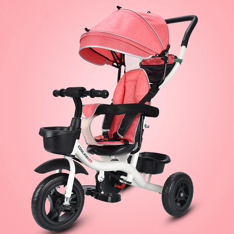 Infant Tricycle Folding Three wheel Baby Stroller Kids Tricycle Bicycle  Rotating Seat Baby Trolley For 6M-6Y
