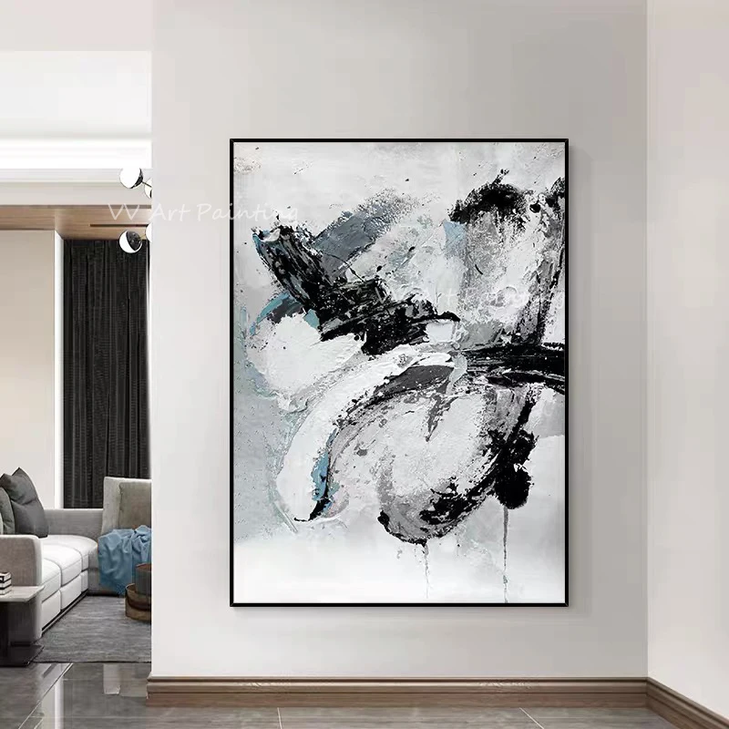 

large size abtract black and white landscape Texture Wall Art Picture Modern Abstract Oil Painting On Canvas For Home Decoration