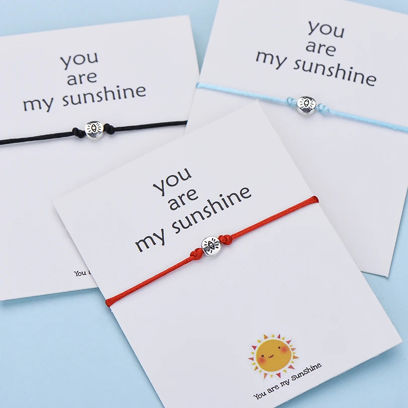 IYOE Wish Card You Are My Sunshine браслеты с глазами для женщин и мужчин, подарок на день рождения, винтажный браслет ручной работы с красной нитью