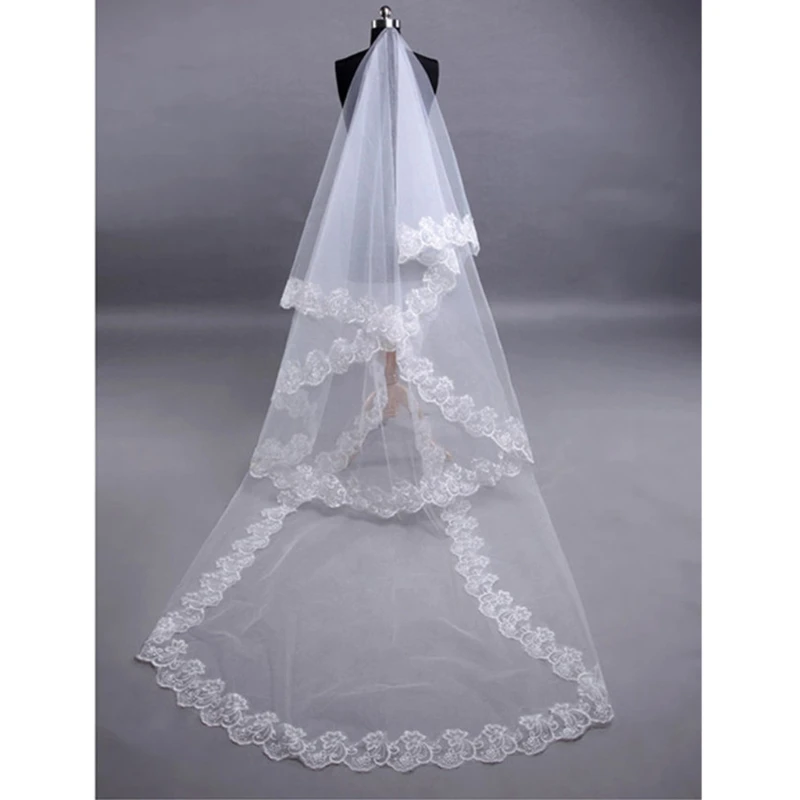 

T84B 3 M wedding veil Voile mariage lace veil long bridal veil wedding Accessories