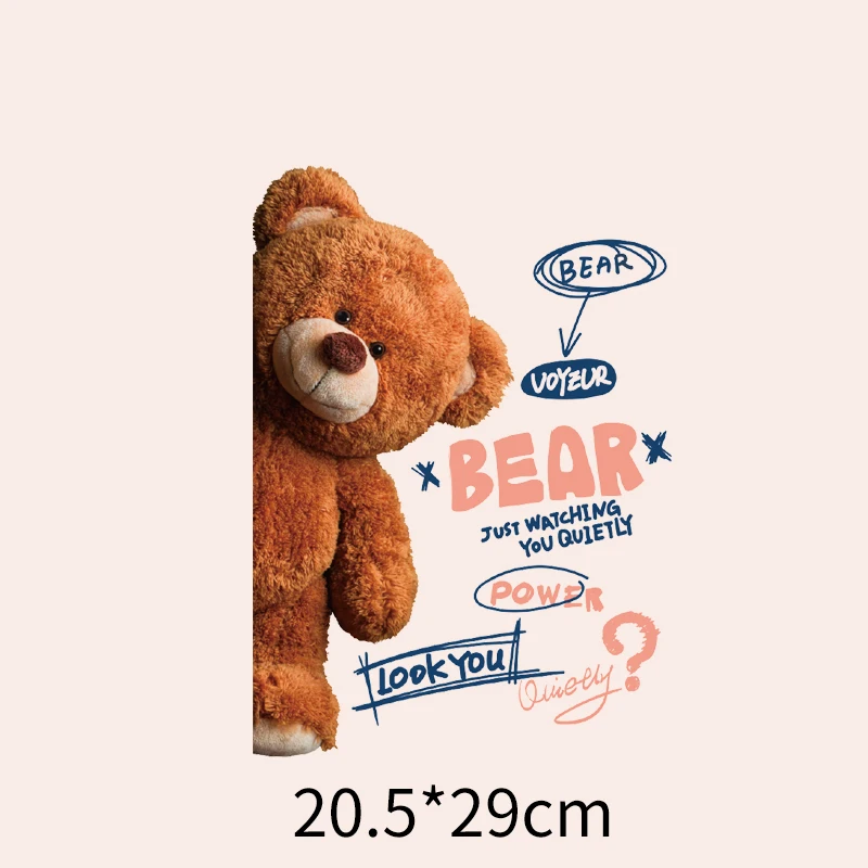 

Large cartoon animal bear heat transfer DIY iron decoration patch applique for hoodie summer T-shirt heat sticker