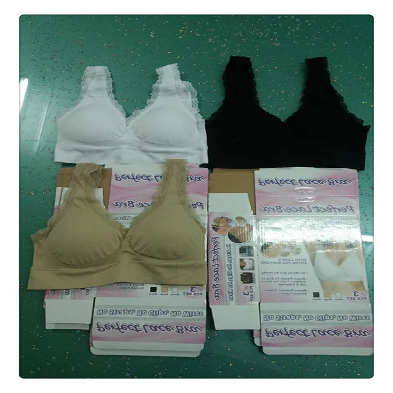 Wholesale Seamless Sexy Lace Genie Bra With Removable Pad 150pcs/Lot(3 Pcs A Bag) Free Shipping