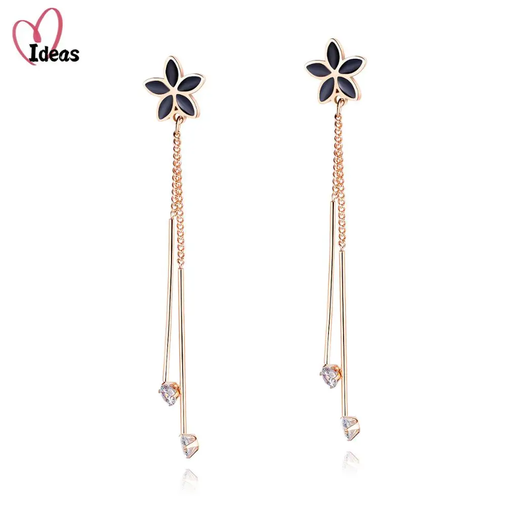 

Personality Black Arylic Daisy Flower Drop Earrings Female Korean Temperament Hoop Earrings Atmosphere Ear Jewelry Earring Gift