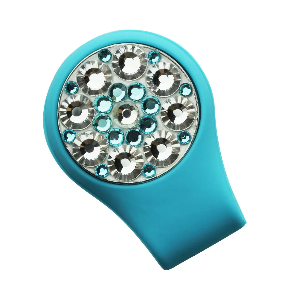 light blue clip Crystal Golf Ball Marker Наборы клипов для шляп для гольфа 1 шт. Маркер для гольфа и 1 шт. Силиконовые клипсы для гольф-клюшек Лучшие подарки для женщин-гольфистов - Цвет: light blue clip