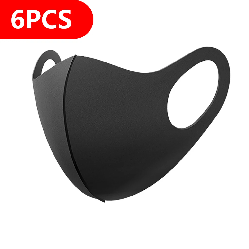 

6 Pcs Black Mouth Mask Reusable Dust Mask Washable Mascarillas Face Shield Masque Foggy Haze Mask Mundschutz Unisex Halloween