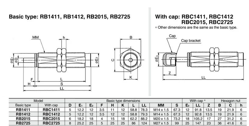 Pnuematic гидравлический bufferRBC0806 RBC1007 RBC1412 RBC 1006 RB2015 RB2725 амортизатор серии RB RBC, не SMC бренд