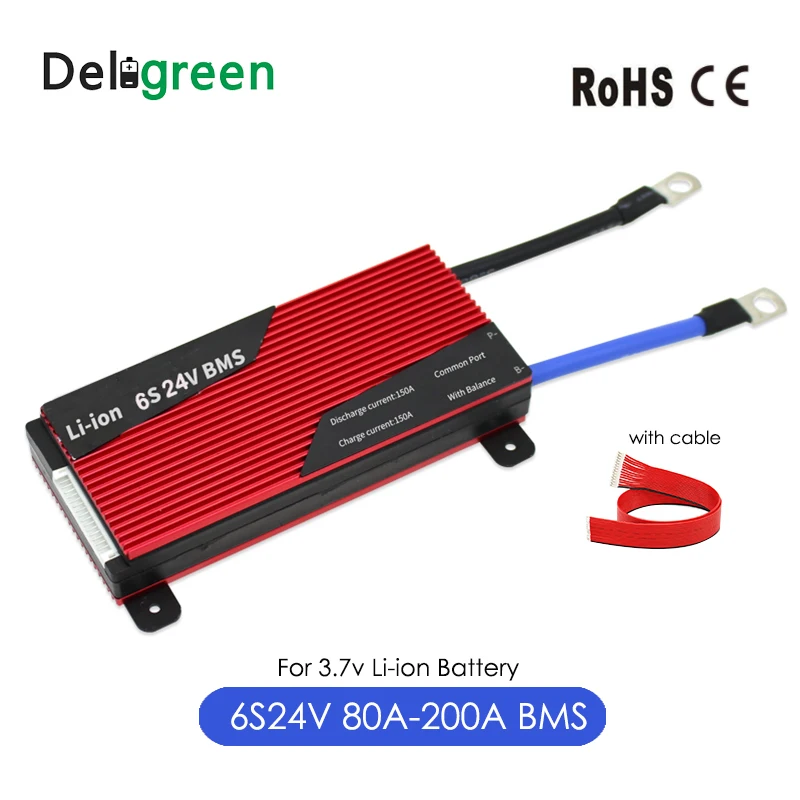 6S 24V BMS 80A 100A 120A 200A для литиевых аккумуляторов 18650 шт Номинальный 3,7 V Li-Ion Li-po аккумулятор