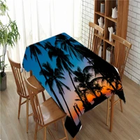 custom sunset tree waterfall pattern tablecloth waterproof oilproof rectangular home wedding tablecloth textiles