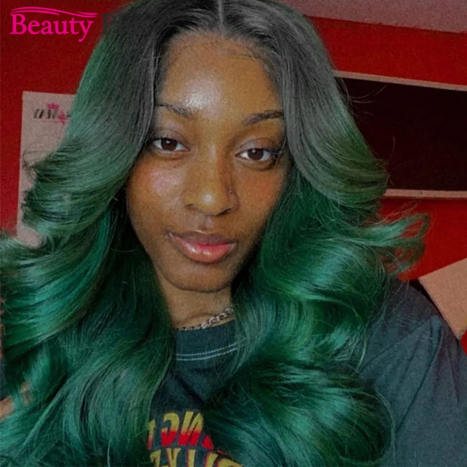 Brazilian Body Wave Hair Bundles Ombre 1B Green Remy Human Hair Weave 3/4 Pcs Pack For Black Women Teal Wavy Hair Extensions