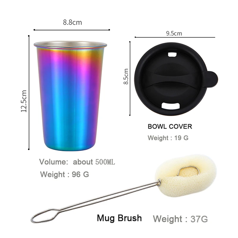 Кофейная кружка 500 мл из нержавеющей стали с соломинкой пивная для чая