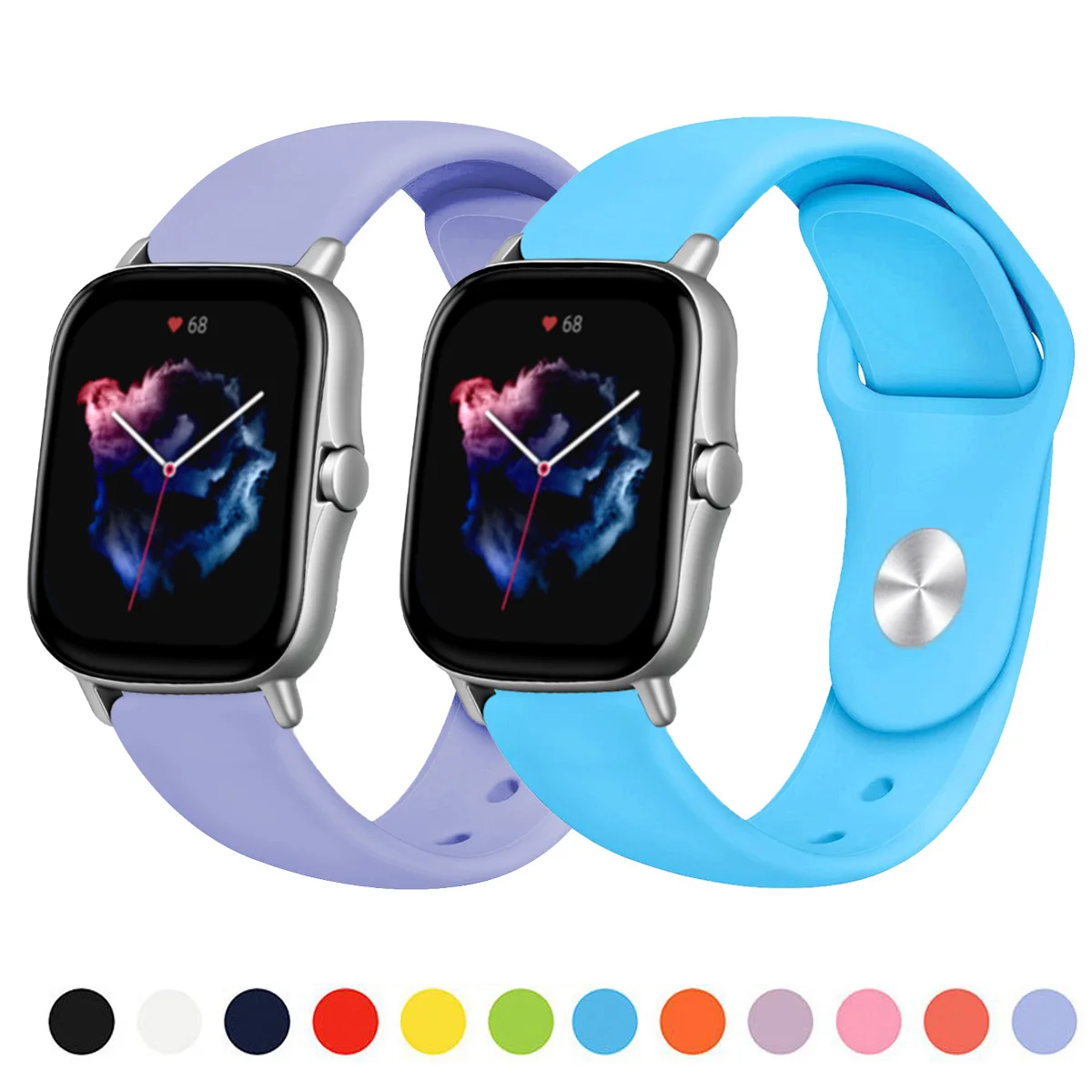 Ремешок 20 мм/22 мм для Amazfit GTS 3/2/2e/GTS2 Mini/GTR/3/Pro/GTR2/47 мм/42 мм/stratos спортивный силиконовый