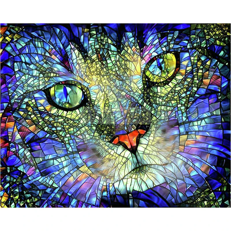 

5D Diy Diamond Painting Cross Stitch Crystal abstract cat square rhinestones Diamond Embroidery unfinished needlework arts