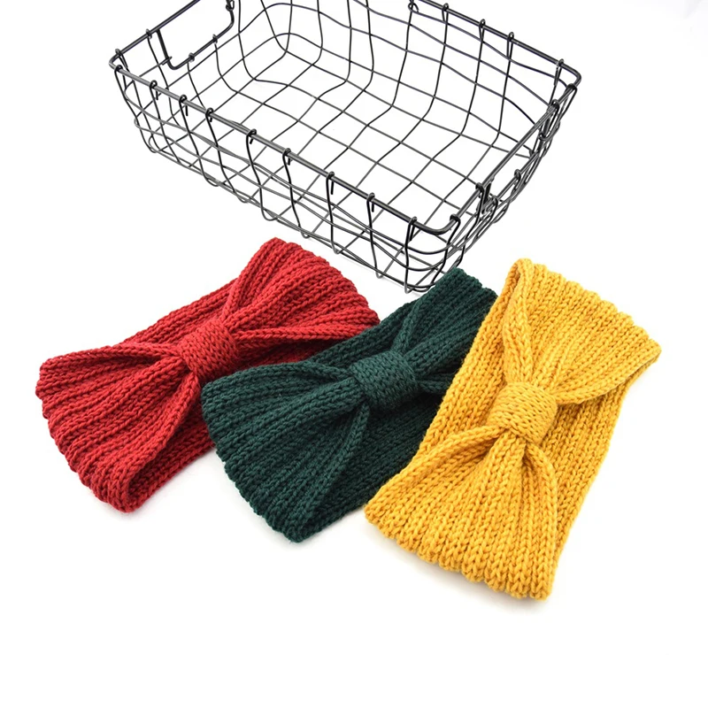 2019 Autumn Winter Warm Knotted Bow Headband Handmade Wool Knit Hairband Women Soft Stretch Headwear Hair Accessories Head Wrap |