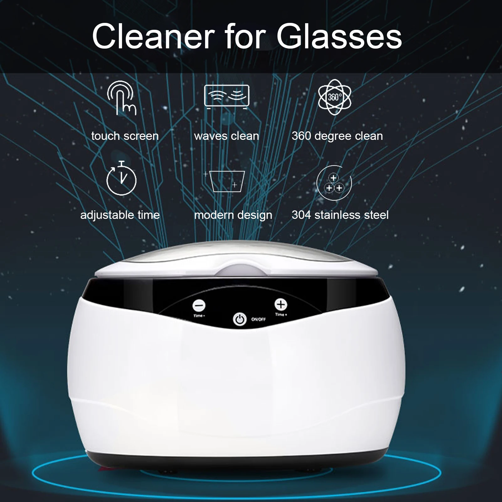 Ультразвуковой очиститель для очков ювелирных изделий 650 мл бижутерия кольцо