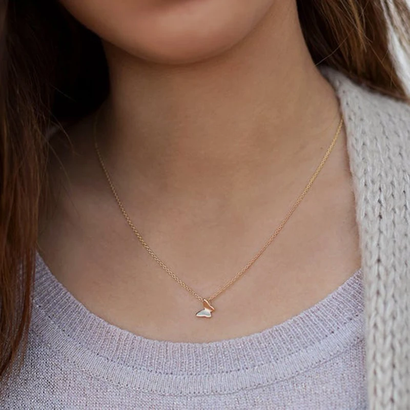 

ROMAD Elegant Butterfly Pendant Necklace for Women Fashion INS Mini Glossy Butterfly Clavicle Chain Silver 925 Jewelry collares