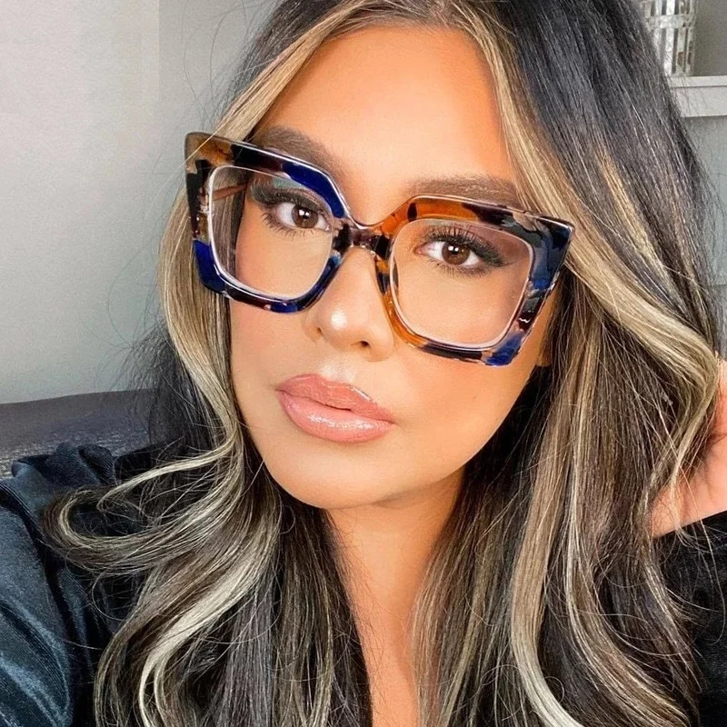 

Pearl Anti Blue Light Square Glasses Transparent Women Men Vintage Optical Eyeglasses Frame Clear Lens Spectacle Unisex UV400