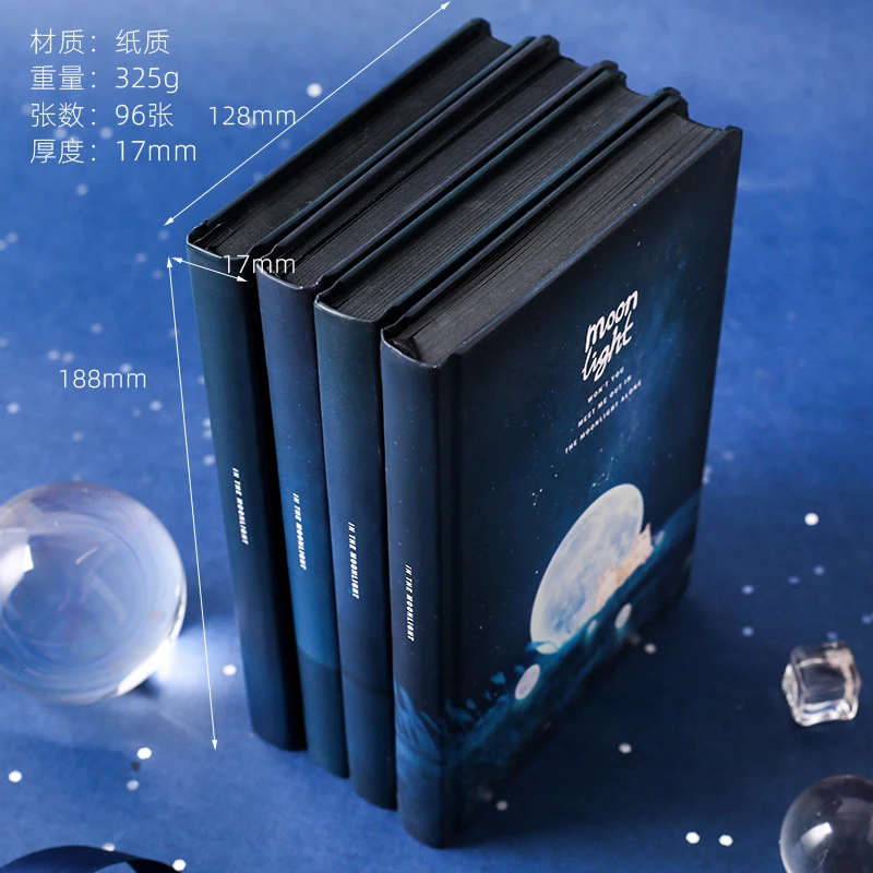 Луна свет A6 Sketchbook светящийся ноутбук Рисование Живопись DIY Черная бумажная Книга