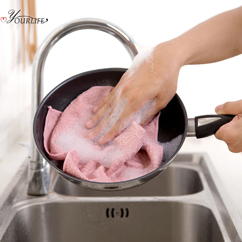 OYOURLIFE Бытовая прочная впитывающая влагопоглощающая Очищающая Мочалка для