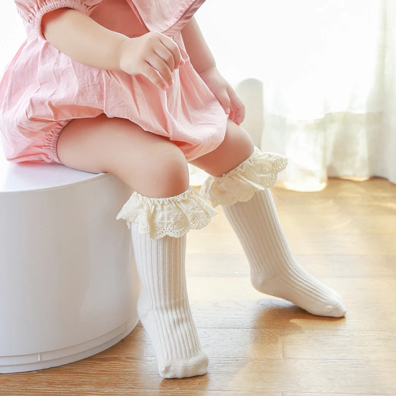 

Newest Baby Socks Kids Toddlers Girls Knee High Long Soft Cotton Lace Baby Children Socks Baby Girl Socks 0 To 3 Years Wholesale
