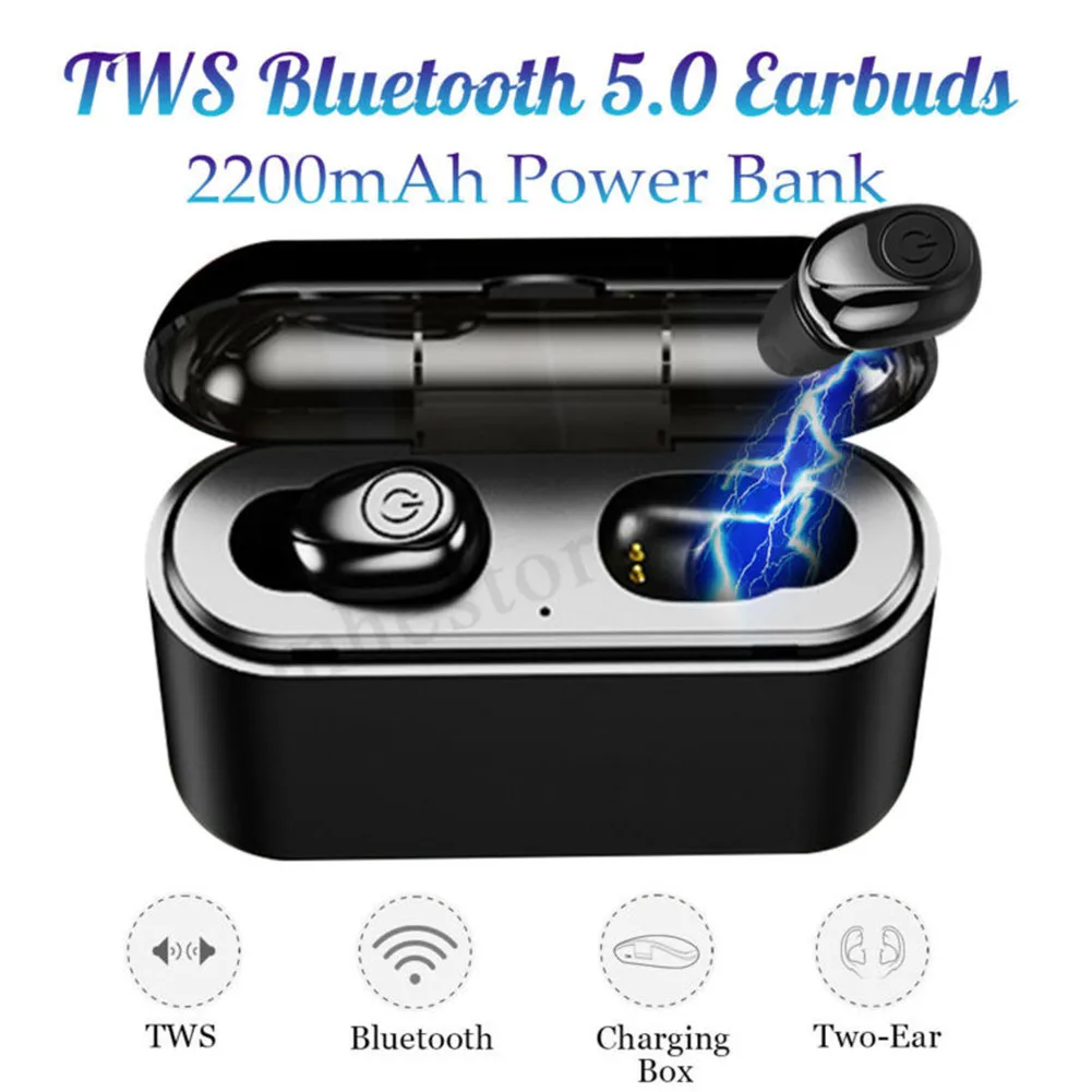 Bluetooth 5,0 наушники-вкладыши беспроводные TWS стереонаушники HiFi водонепроницаемые с зарядным устройством для телефона ПК ноутбука