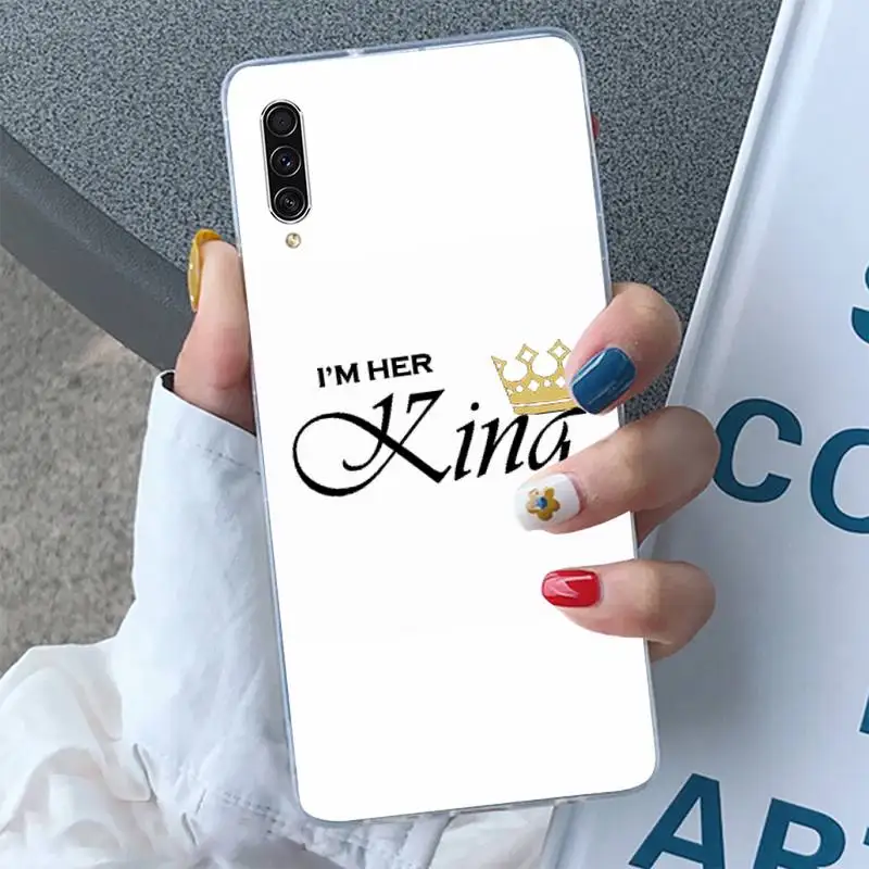

Crown Letter King Queen Phone Case Transparent for Samsung A 71 51 21S S 20 fe 10 9 8 plus xiaomi 11 redmi note 9 8 s pro