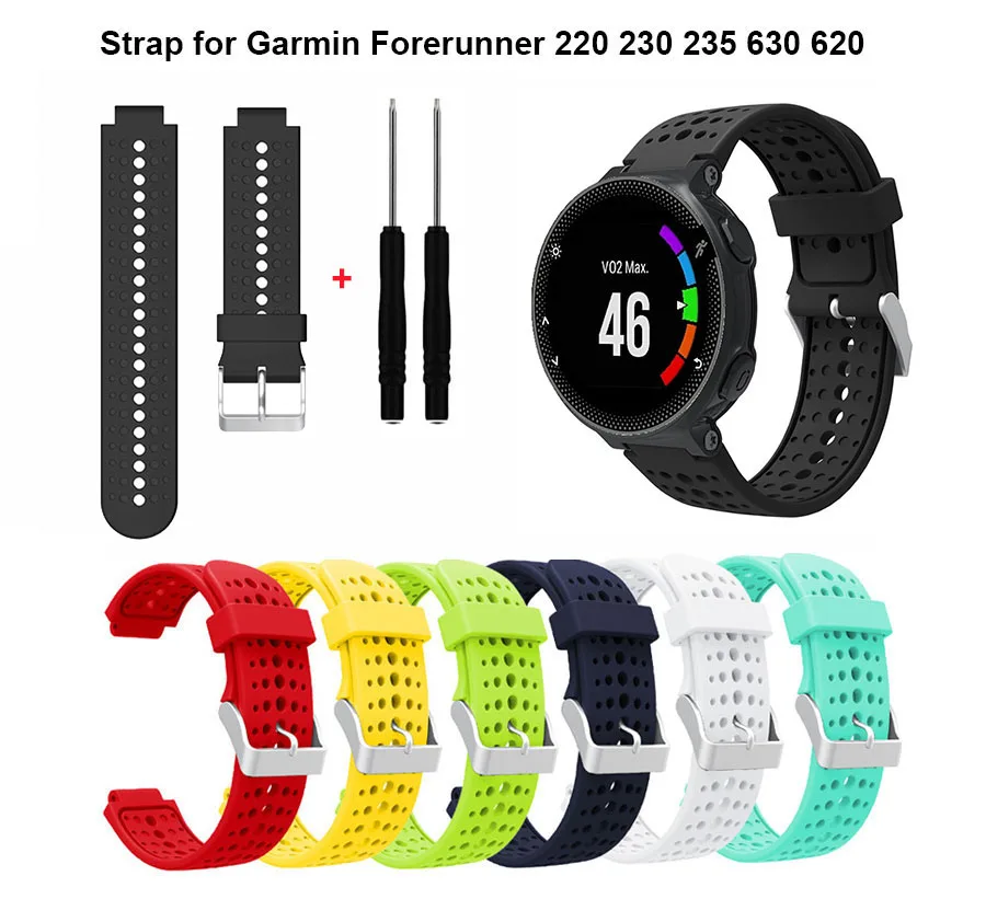 Чистый Цвет Черный Сменный ремешок для наручных часов Garmin Forerunner 230 235 220 620 630 735