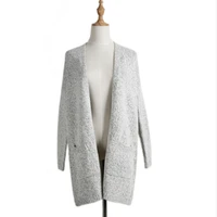long cardigan women open stitch color mixing elegant vintage streetwear leisure outwear spring sweater daily coat tops jacket