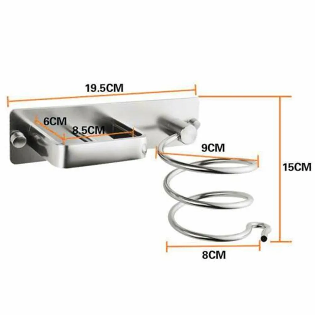 

Hair Dryer Holder Blower Organizer Wall Mounted Nail Drilling Space Aluminum Spiral Storage Stand Rack For Bathroom Toilet