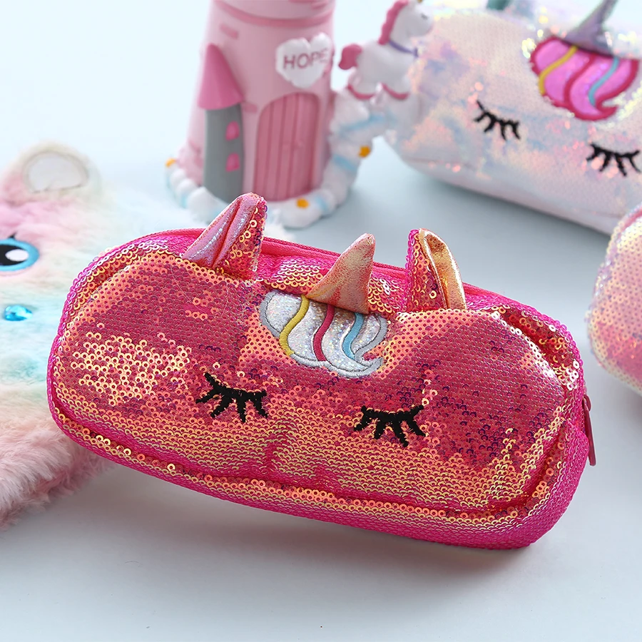 Косметический чехол с блестками и единорогом органайзер для макияжа вышивкой