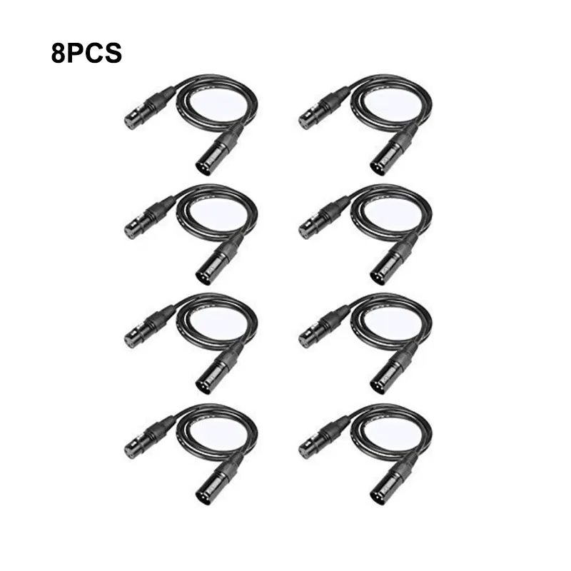 8 pcs DMX Cable 3.2feet/1m 3-Pin Signal XLR Connection DMX512 Stage Light Wire Male to Female | Lighting Effect