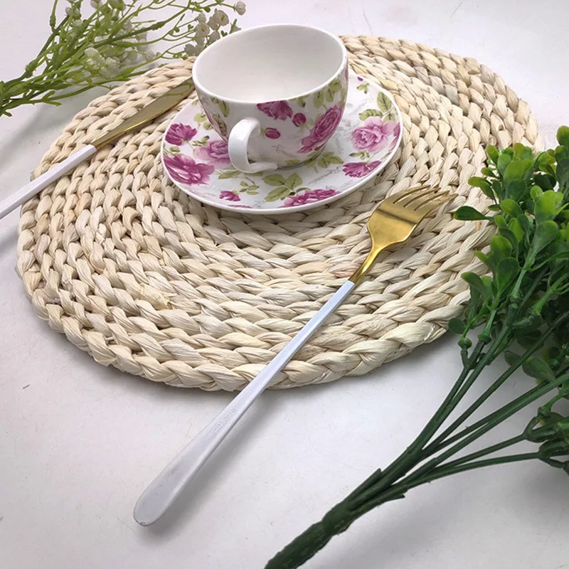 Натуральная водная Тыква 35 см плетеная подстилка Круглый тканый коврик из