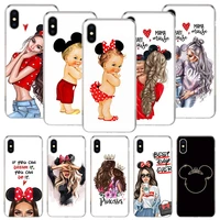 mouse baby mon girl love phone case for iphone 11 12 13 pro xs xr x max 7 8 6 6s plus mini 5 se pattern customized coque cover