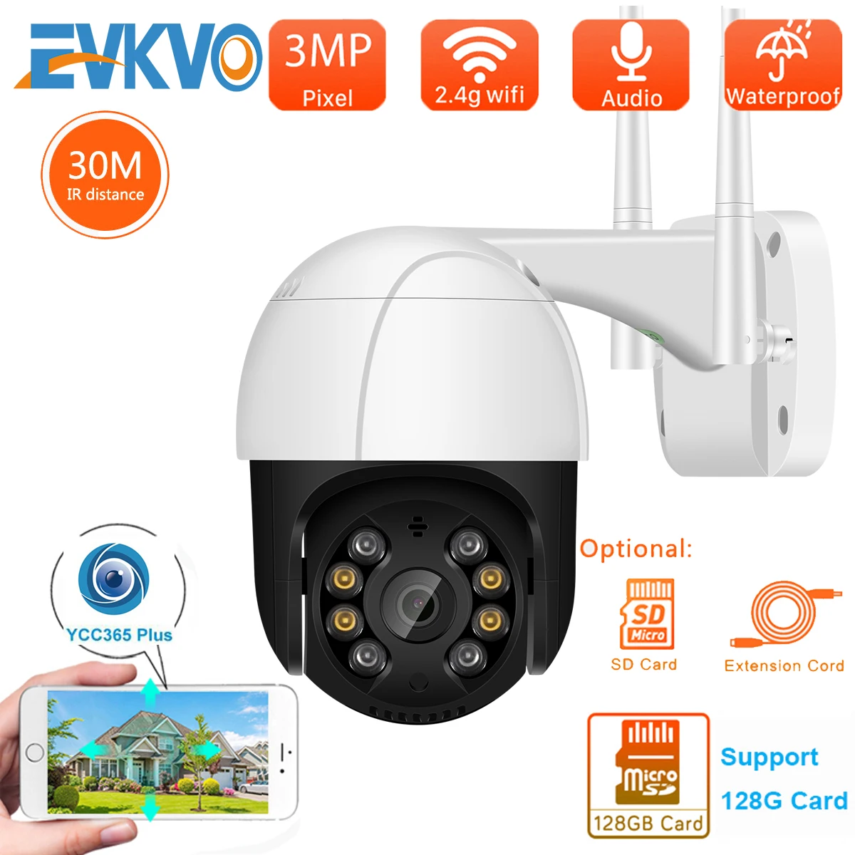 

IP-камера наружная беспроводная, 1080P, PTZ, Wi-Fi, 4-кратный зум