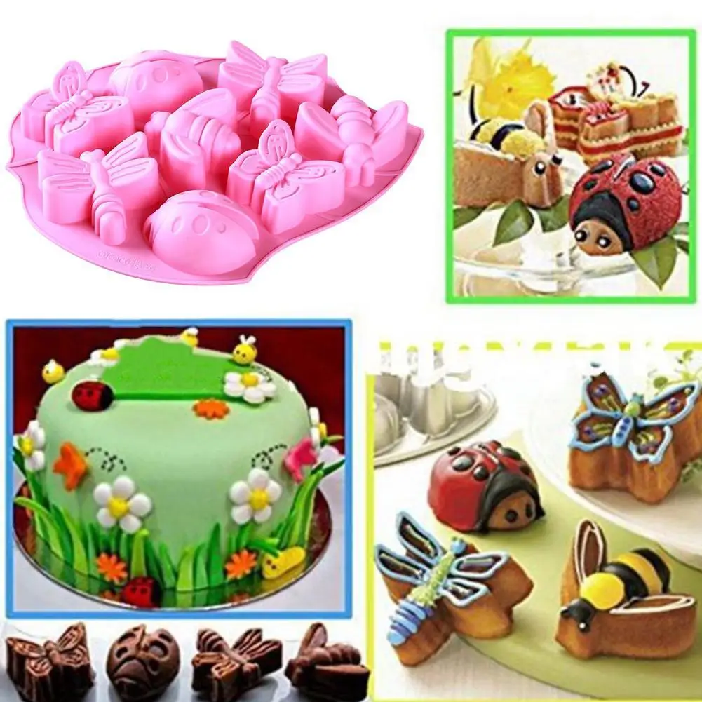 

Botanical Insect Cake Mold Silicone Baking Accessories Fondant Temperature Tool Decorating Chocolate Resistance Cake O2C6