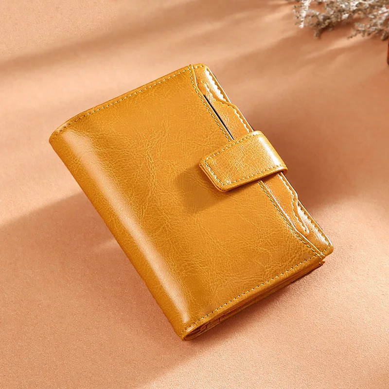 Genuine Leather Womens Wallets And Purses Coin Purse Girl Short Clutch Bags Card Holder Small Purses Carteira Feminina - Цвет: Yellow