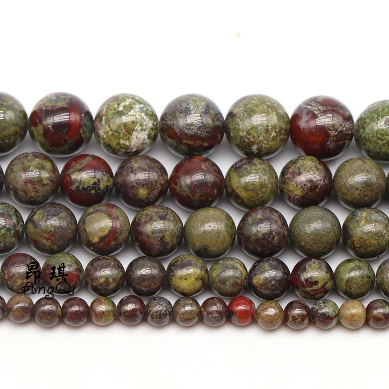 Natural Dragon Blood Stone Round Loose Beads 4 6 8 10 12 MM Pick Size Gem Beads For Jewelry Making DIY Bracelet 15inches Strand