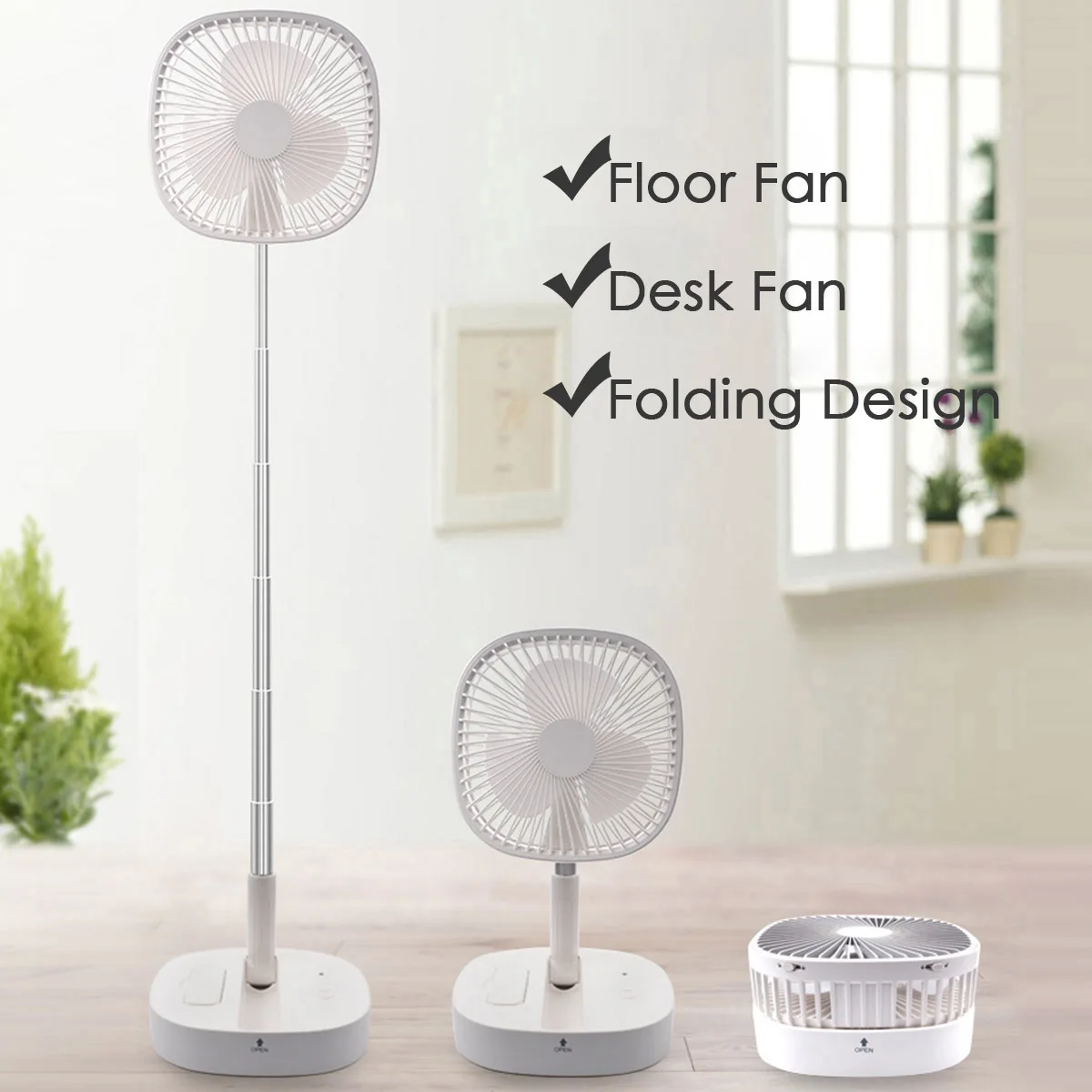 

Folding USB Desktop Fan Floor Fan 4 Speed Wind Telescopic Fan With Remote Control Strong Motor Cooling Fan Summer Home Mini Fans