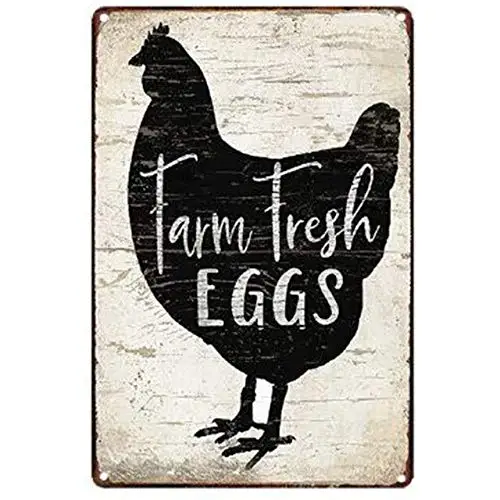 

Farm Metal Tin Sign Plaque Fresh Eggs Metal Poster Chicken Egg Retro Tin Plate Kitchen Farm Man Cave Decoration C1 -Tin Sign