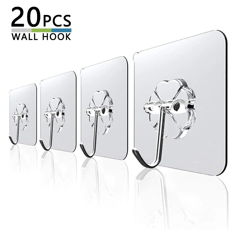 

20Pcs 6x6cm Transparent Strong Self Adhesive Door Wall Hangers Hooks Suction Heavy Load Rack Cup Sucker for Kitchen Bathroom