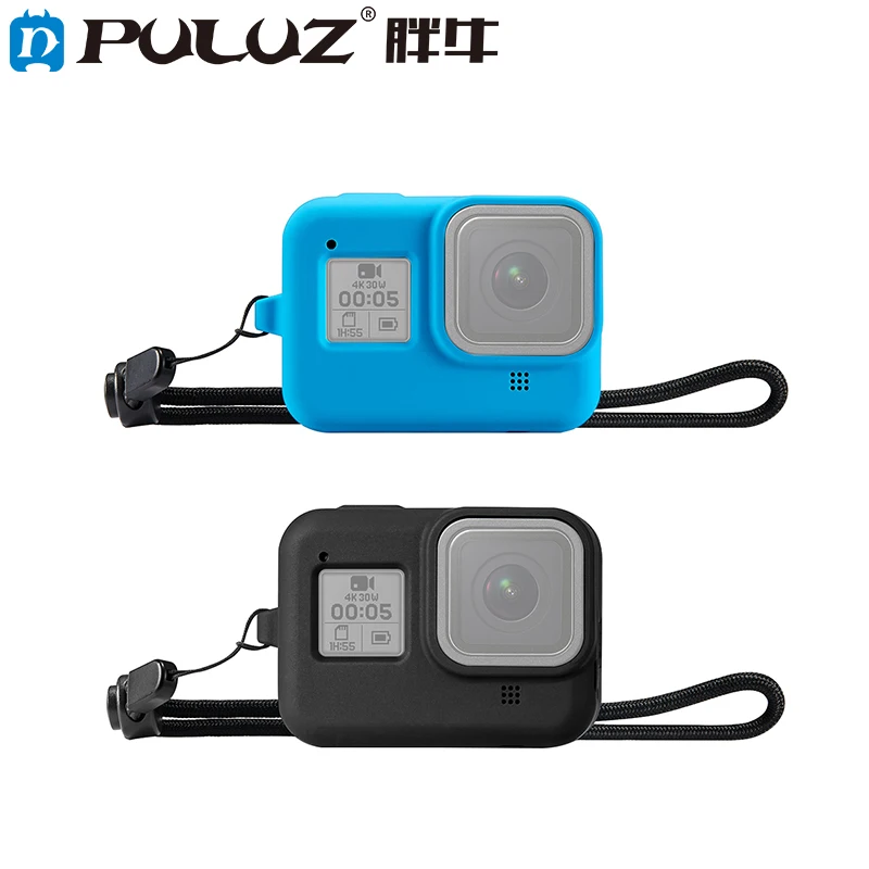 

PULUZ Black ABS Plastic Case / 60m Waterproof Housing Case / Colored Silicone Protective Case with Wrist Strap for GoPro HERO8