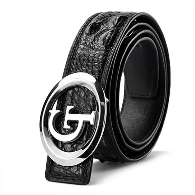 gete new Thailand  crocodile leather men belt  male  men  crocodile belt  male  leisure Smooth buckle  business  Men belts