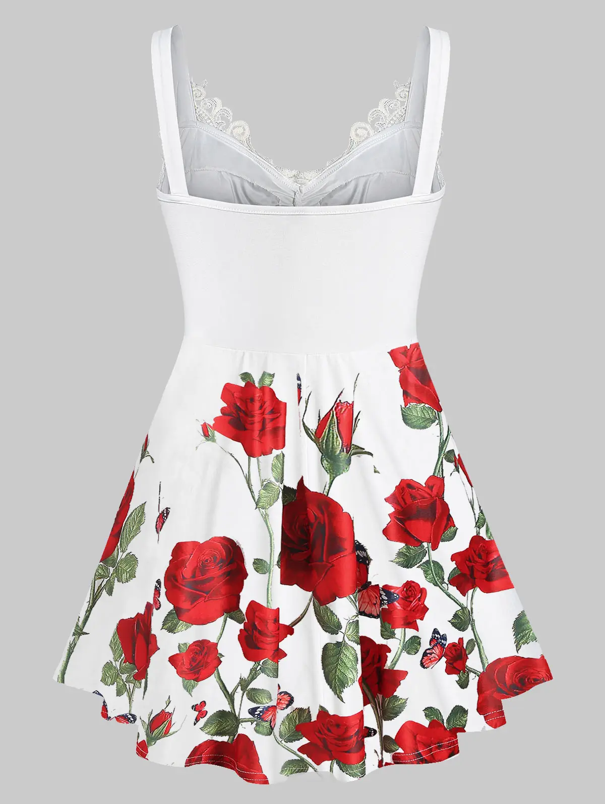 ROSEGAL размера плюс с цветочным принтом в виде сердца и кружевным воротником Панель