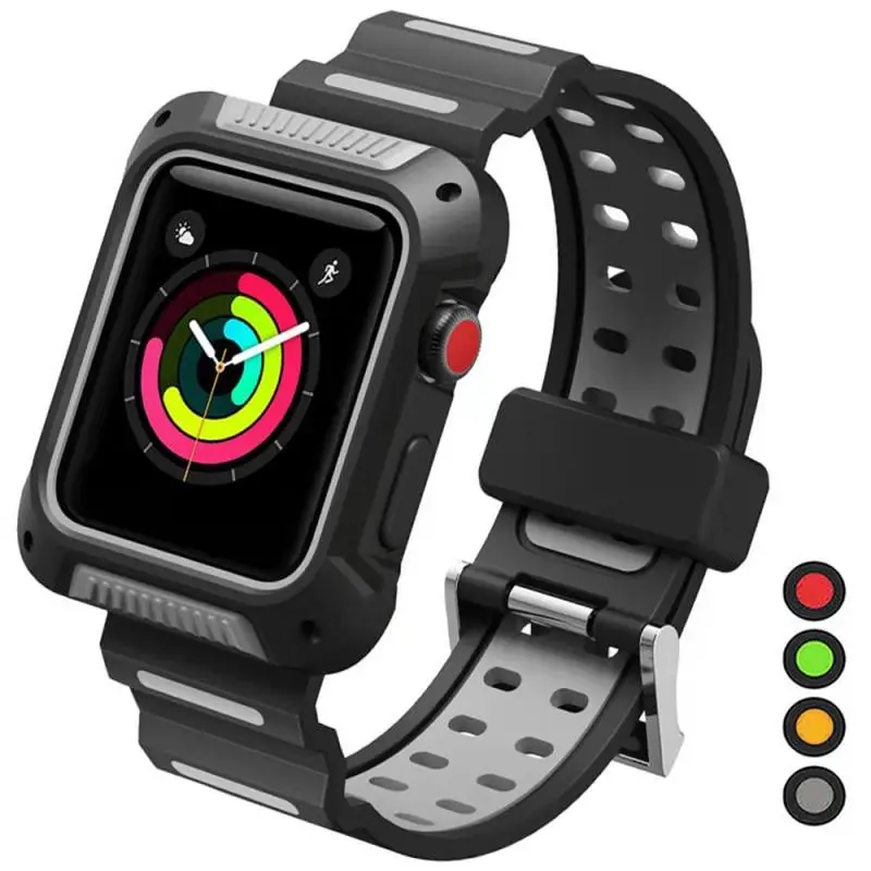 Силиконовый ремешок с защитной рамкой для Apple Watch Band series 3 42 мм 38 iwatch 4 40 44 мужчин и