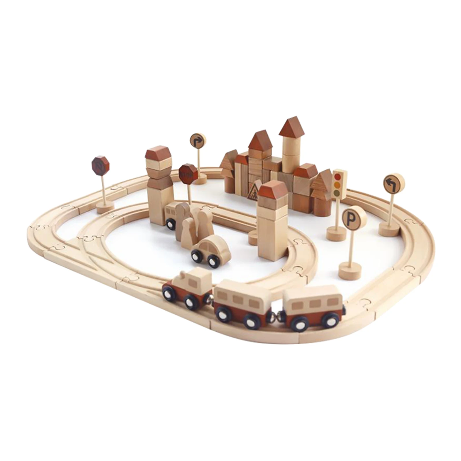 

Wooden Train Tracks with Accessories for Kids Toddler Construction Toys
